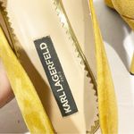 Karl Lagerfeld  Size 9.5 Mustard Yellow Leather Rada Crystal Pumps Photo 5