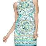 London Times  medallion baroque turquoise yellow mod dress plus woman size 14 Photo 0