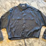 Ramy Brook EUC Lia Lurex Stripe Jacket In Sky Blue Combo Sz S Photo 1