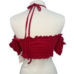 Tobi red crop top tube top with lettuce hem and arm cuffs Photo 1