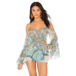 Camilla Silk Drop Shoulder Metallic Sparkle Embellished Boho Top Blouse XS Photo 13