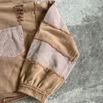 POL  Hoodie Sweatshirt Womens Medium Peach Tan Oversized Crop Boho Ripped Photo 4