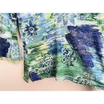 Alberto Makali VTG Blue Green Floral Bell Sleeve Blouse Beaded Fairy Whimsical Earthy Moss Art Photo 3