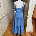 Ralph Lauren Cotton-Blend Tie-Front Tiered Maxi Dress in Pale Azure Blue Sz 12 Photo 6