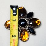 Bijoux New York Designs Orange Black Rhinestone Brooch Signed 2" Vtg Brass Photo 4