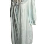 Vintage 70s Barbizon Button Up Nightgown M Blue Embroidered Lace Half Sleeve Size M Photo 2