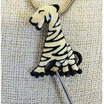 Vintage Necklace Eisenberg‎ Tiger Cat Black White Enamel Pendant Artist Series Photo 4