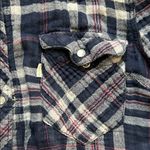 Levi's Women's Plaid Button Down Shirt - Navy and White Photo 2