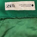 ZARA  Size Medium Emerald Green Flat Front Flowing Wide Leg Pants. Preloved. Photo 4