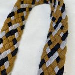 Unisex Belt Braided Mustard/black & White Silver rings on leather SKU 5478 Yellow Photo 4