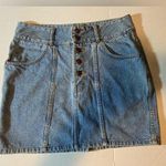 Jordache Junior's Vintage 100% Cotton Mid Wash Blue Denim Mini Skirt Sz 13 14 Photo 0