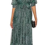 Tularosa NWT Revolve  Jainey Metallic Plisse Teal Green‎ Blue Maxi Dress Photo 0
