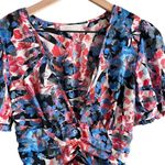 Urban Outfitters Emmy Ruched Floral Mini Dress in Blue and Red, Size Small Photo 2