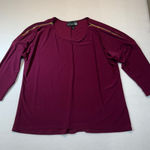 Anthony Original Top Womens P1X Purple Gold Zipper Detail 3/4 Sleeve Size 1X Photo 0