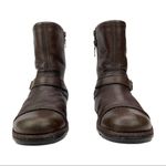 UGG  Australia Women 1971 Brown Leather Biker Boots Size 3 shearling lining Photo 4