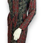 Vintage Dress 80s Pencil Petal Hip Skirt Layer Striped Floral Women Retro Black Red Photo 0