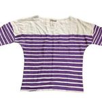 Lemlem purple white striped quarter sleeve merino blend shirt small Photo 0