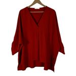 Entro  Split Neck Tunic Top Womens L Rust Orange Flowy Lightweight Minimalist Photo 1