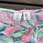 Joie Pink/Green Floral  100% Linen Jewel Droop Neck Tank Top Photo 2