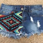 Tribal/Indian pattern distressed denim shorts size 26 Photo 0