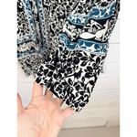 Chelsea & Theodore Womens Size 1X Black White Blue Fox Deer Print Boho Blouse Photo 8