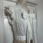 Loft NWT Ann Taylor Tie Front Ruffle Blouse Shimmer Gold Cap Sleeve Dress Photo 2