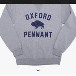 Oxford Pennant Crewneck Sweatshirt, Cropped, Gray and Navy. Buffalo, NY Photo 6