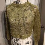 Beach Club New OHS Knit Mesh Metallic Shiny Sheer Net Crop Blouse Long Sleeve Vintage Y2k Knit Chunky Metallic Coverup  Party Photo 2