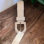 Liz Claiborne NWT Genuine Leather Textured Belt Women Large Taupe Gold Buckle Photo 4