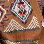 Savanna Jane Southwestern Sweater Brown Coastal Cowgirl Pattern Cardigan Large Photo 6