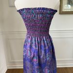 Vintage 80s Purple Strapless Smocked Top Sun Dress S Photo 6