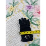 Luxury Italian Leather Cashmere Lined Gloves Black Size 6 1/2 Buckle Accent Photo 4