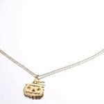 NEW 14K Gold Plated Halloween Pumpkin Pendant Necklace Photo 1