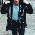 Missguided Black Patent Leather Fur Coat Photo 0