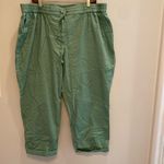 Talbots Elasticated Drawstring Signature Green Crop Capri Cuff Stretch Pants 2X Photo 2