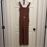 Vuori  Mudra Pose Jumpsuit in Chestnut Style VW491 Wide Leg Rib Knit Size Small Photo 2