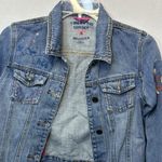 Hollister Y2K Denim Jacket Distressed Graffiti Women’s Small Photo 1