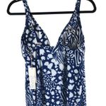 Beyond Control Tankini Top V Neck Removable Cups Animal Print Blue White 10 Photo 2