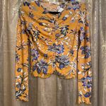 Free People Dreamed of You Floral Ruched Long Sleeve Top in Honey Combo, S NWT Photo 0