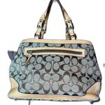 Coach Hampton Signature Monogram Brown Tan Leather Trim Tassel Handbag Purse Photo 0