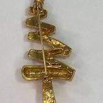 Monet  Christmas Tree Pin Gold Color Clear Rhinestones Vintage Photo 1