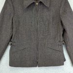 Vtg Braebrook Women's Wool Houndstooth Harrington Jacket 10 Petite Brown Cinch Size 10P Photo 3