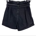 Topshop  Black Denim Paperbag Tie Waist Shorts Sz 6 Photo 2