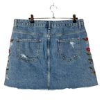 ZARA  Denim Floral Embroidered A-Line Mini Skirt L Photo 2