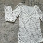 Floral Long Sleeve One Piece Sleepwear Size M White Size M Photo 2