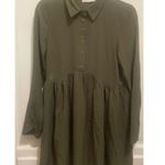 ASOS  Design Women's Midi Empire‎ Waist Dress Size 6 Olive Green Long Sleeve NEW Photo 0