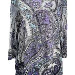 Jess & Jane Paisley Purple Blue Black White Tunic with Rhinestones NEW Photo 0