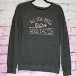 Zoe & Liv ALL YOU NEED IS LOVE AND TACOS GRAPHIC SWEATSHIRT CHARCOAL GRAY Photo 0