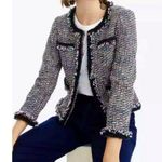 J. Crew Lady Metallic Tweed Jacket Blazer Black Rainbow Multi Fringe Women’s 8 Photo 0