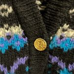 Marsh Landing  Black and Purple Shetland Wool Cardigan L Photo 2